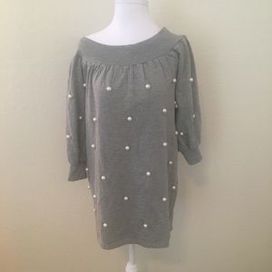 Asos off the shoulder pearl sweater dress